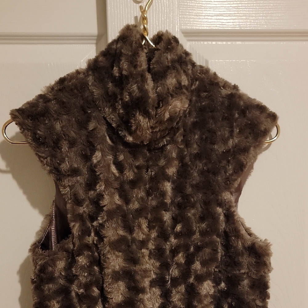 Faux Fur Sleeveless Vest in Brown